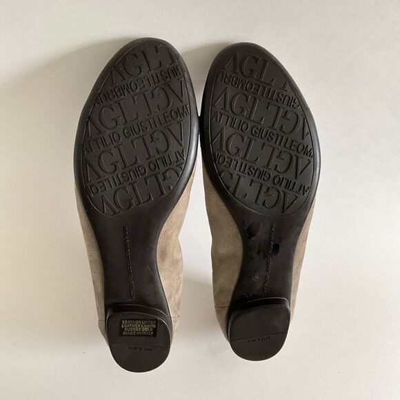 AGL Leather Ballet Flats Low Heel Snake Print Cap-toe Brown 40 - Picture 8 of 12